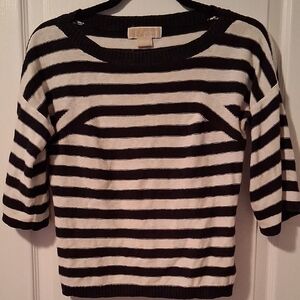 Michael Kors Black and White Striped Top